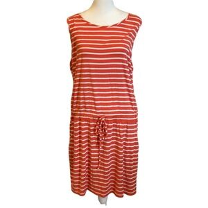 Zengjo dress. Sz  XL. Orange/coral & white stripe. Sleeveless w/ tie waist